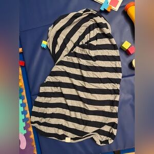 Burt's Bees Baby Black and Gray Striped Organic Cotton Crib Sheet